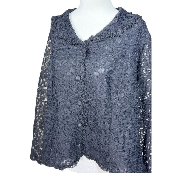 Talbots Size 14 W Blaze jacket Women Vintage-Inspired Black Lace Button - Picture 7 of 12
